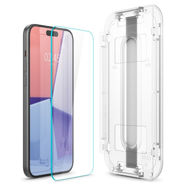 Spigen iPhone 15/iPhone 16 Skjermbeskytter GLAS.tR EZ Fit 2-pakning