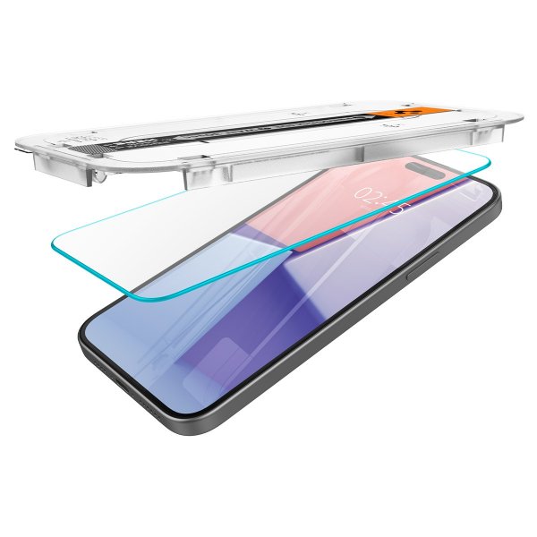 Spigen iPhone 15/iPhone 16 Skjermbeskytter GLAS.tR EZ Fit 2-pakning