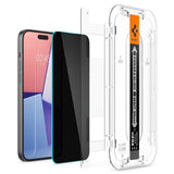 Spigen iPhone 15/iPhone 16 Skjermbeskytter GLAS.tR EZ Fit Privacy 2-pakning
