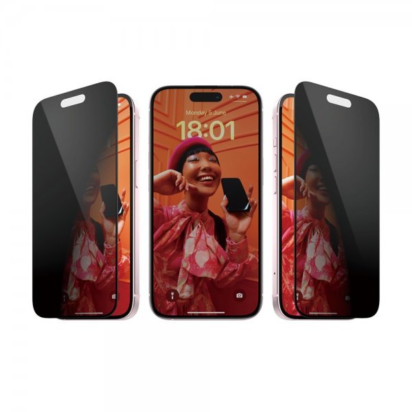 PanzerGlass iPhone 15 Skjermbeskytter Ultra-Wide Fit Privacy EasyAligner