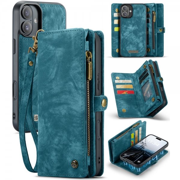CaseMe iPhone 16 Etui 008 Series Avtakbart Deksel Blå