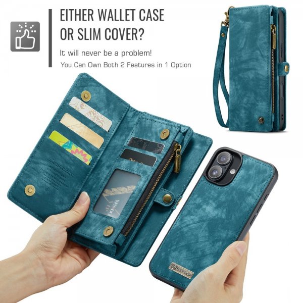 CaseMe iPhone 16 Etui 008 Series Avtakbart Deksel Blå