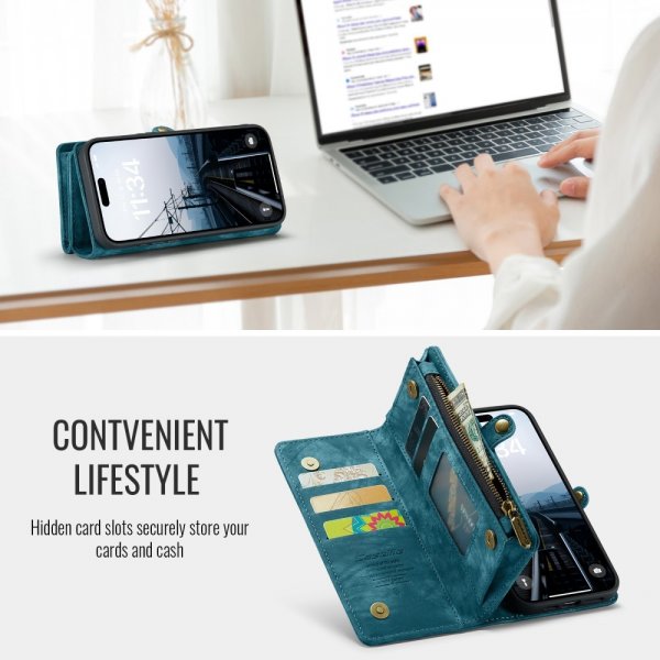 CaseMe iPhone 16 Etui 008 Series Avtakbart Deksel Blå