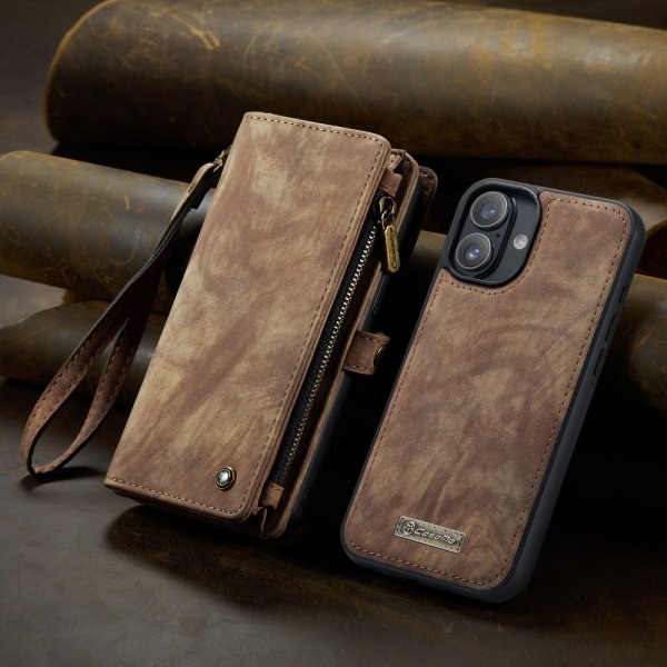 CaseMe iPhone 16 Etui 008 Series Avtakbart Deksel Brun