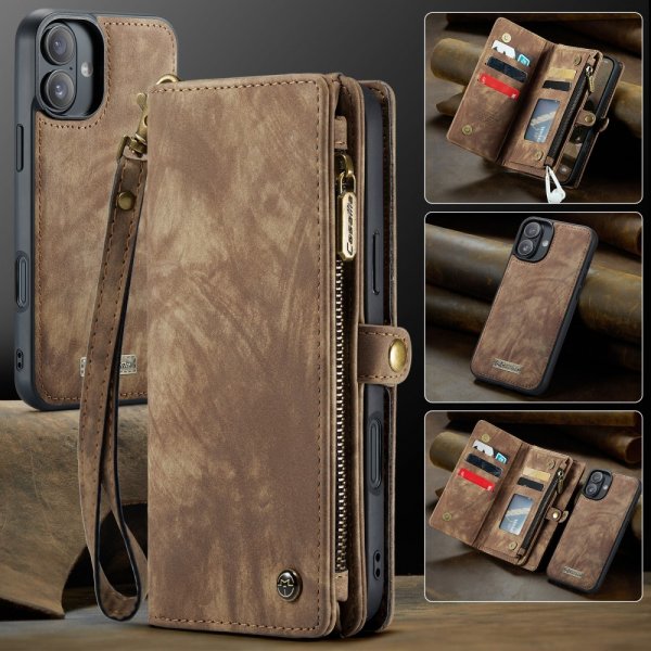 CaseMe iPhone 16 Etui 008 Series Avtakbart Deksel Brun
