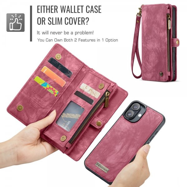 CaseMe iPhone 16 Etui 008 Series Avtakbart Deksel Rød