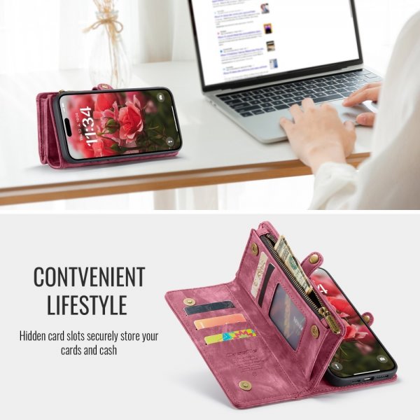 CaseMe iPhone 16 Etui 008 Series Avtakbart Deksel Rød