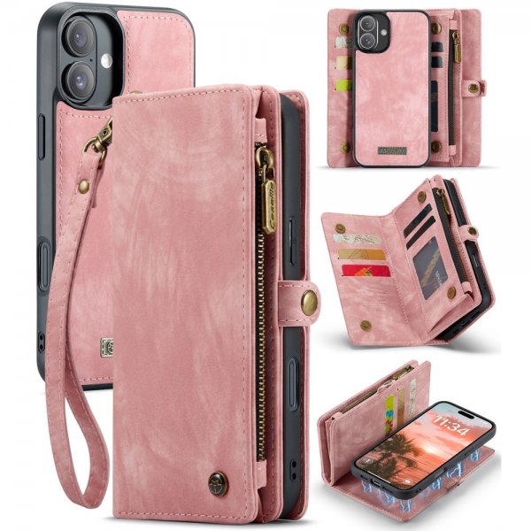 CaseMe iPhone 16 Etui 008 Series Avtakbart Deksel Rosa