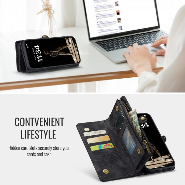 CaseMe iPhone 16 Etui 008 Series Avtakbart Deksel Svart