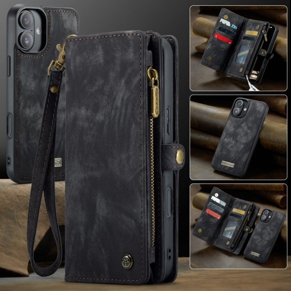 CaseMe iPhone 16 Etui 008 Series Avtakbart Deksel Svart