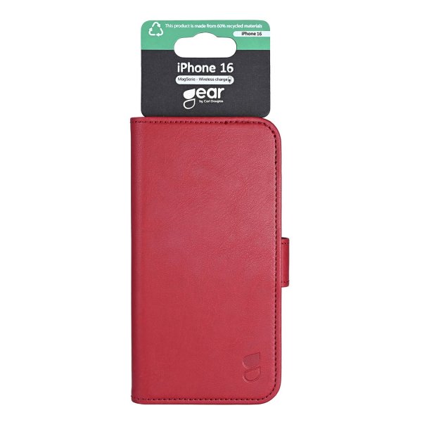 Gear iPhone 16 Etui 3 Kortlomme  Rød