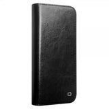 Qialino iPhone 16 Etui Ekte Skinn Svart