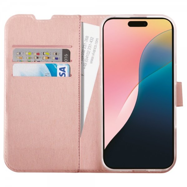 Vivanco iPhone 16 Etui Classic Wallet Rosegull