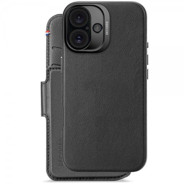 Decoded iPhone 16 Etui Leather Detachable Wallet Svart