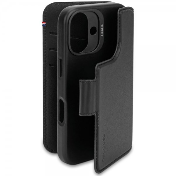 Decoded iPhone 16 Etui Leather Detachable Wallet Svart