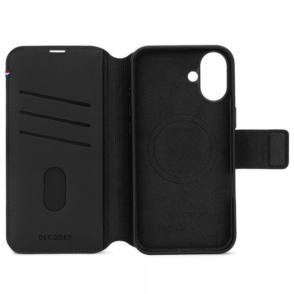 Decoded iPhone 16 Etui Leather Detachable Wallet Svart