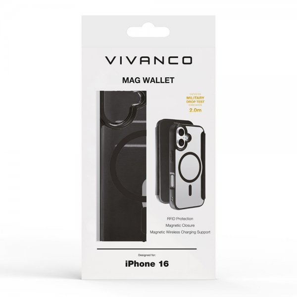 Vivanco iPhone 16 Etui Mag Wallet Svart
