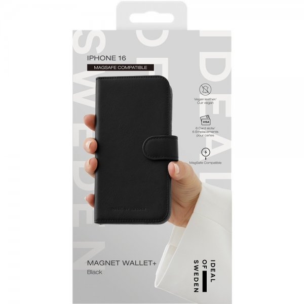 Ideal of Sweden iPhone 16 Etui Magnet Wallet+ MagSafe Svart