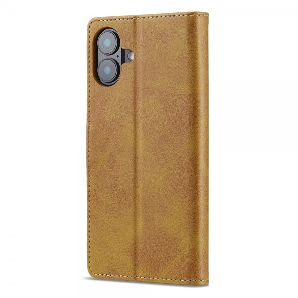 Lc.Imeeke iPhone 16 Etui med Kortlomme stativfunksjon Lysebrun