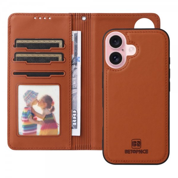 Betopnice iPhone 16 Etui Avtagbart Deksel 005 Brun