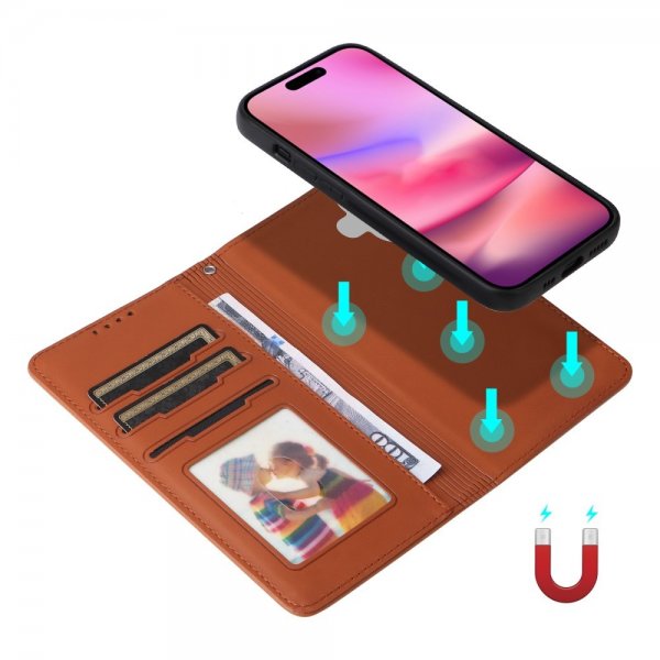 Betopnice iPhone 16 Etui Avtagbart Deksel 005 Brun