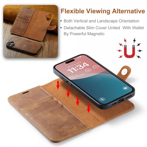 Dg.Ming iPhone 16 Etui Avtagbart Deksel Brun