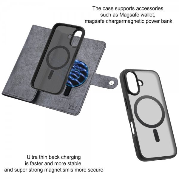 VILI iPhone 16 Etui Avtagbart Deksel GV Series MagSafe Grå