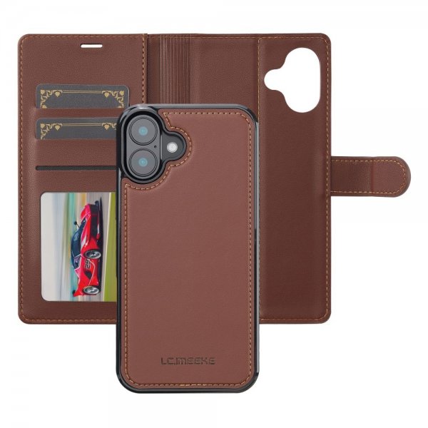 Lc.Imeeke iPhone 16 Etui Avtagbart Deksel L2 Series MagSafe Brun