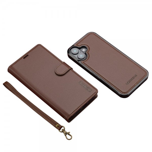 Lc.Imeeke iPhone 16 Etui Avtagbart Deksel L2 Series MagSafe Brun