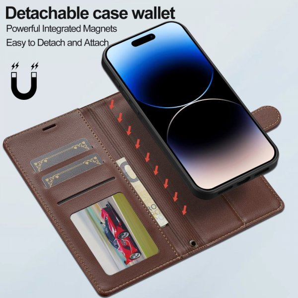 Lc.Imeeke iPhone 16 Etui Avtagbart Deksel L2 Series MagSafe Brun