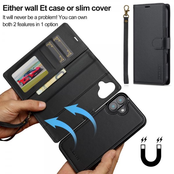 Lc.Imeeke iPhone 16 Etui Avtagbart Deksel L2 Series MagSafe Svart