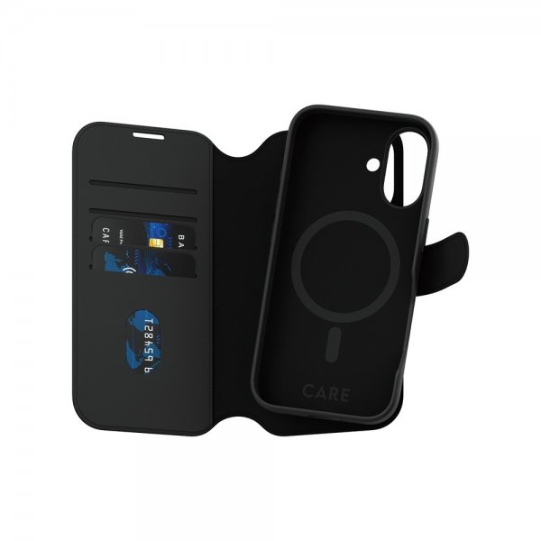 CARE by PanzerGlass iPhone 16 Etui Tango Two-in-One Wallet MagSafe Svart