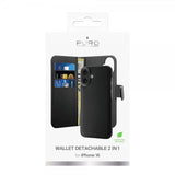 Puro iPhone 16 Etui Wallet Detachable 2 in 1 Svart