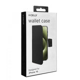 Celly iPhone 16 Etui Wally Wallet Case Svart