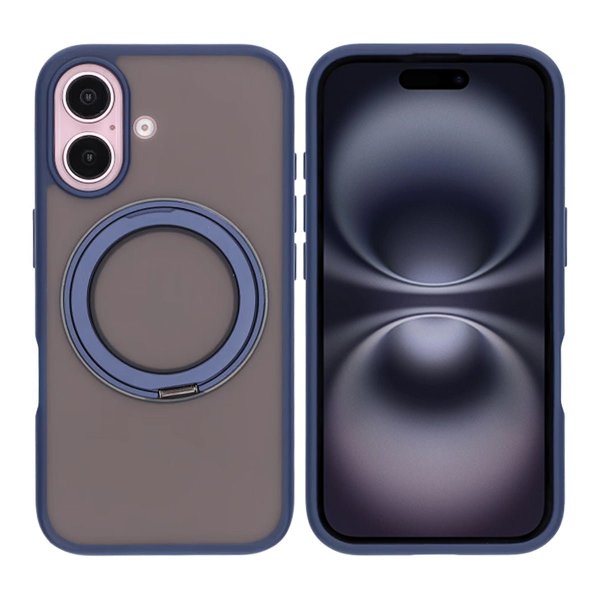 iPhone 16 Deksel Roterbart Stativ Blå