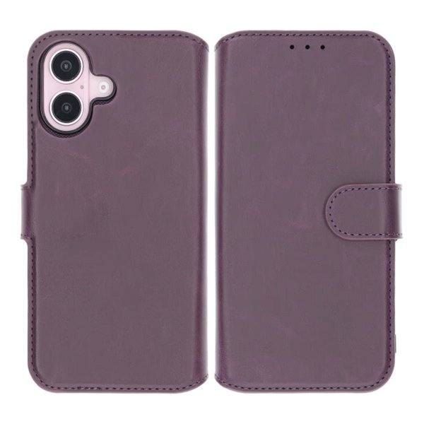 Rvelon iPhone 16 Etui Detachable Wallet Case Lilla
