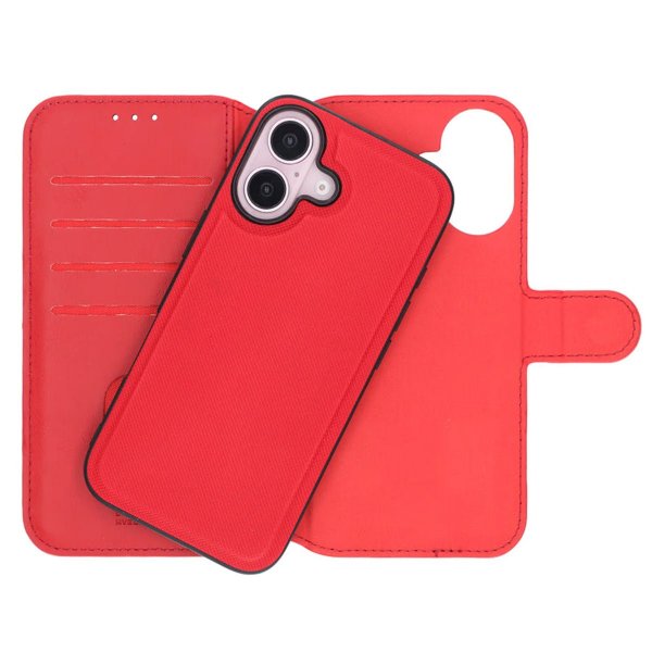 Rvelon iPhone 16 Etui Detachable Wallet Case Rød