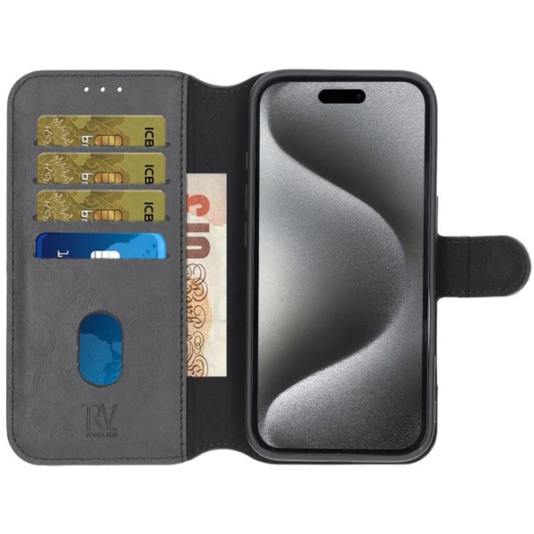 Rvelon iPhone 16 Etui Detachable Wallet Case Svart
