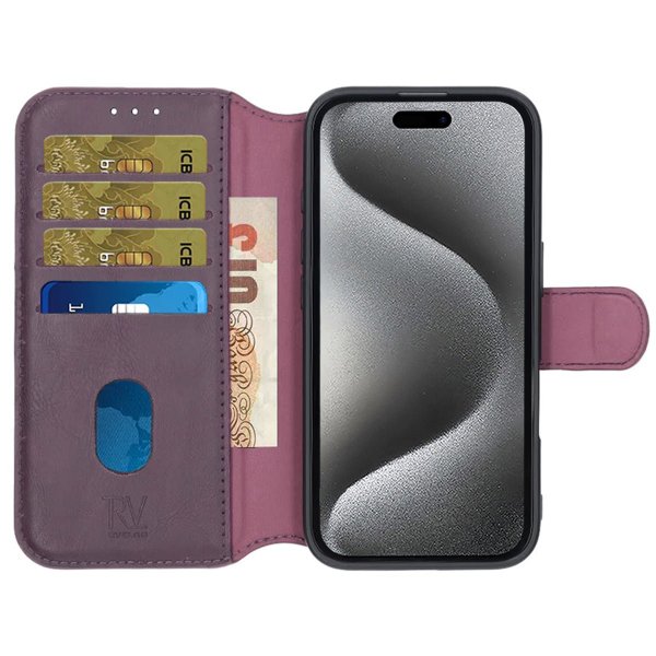 Rvelon iPhone 16 Etui 4 Kortlomme MagSafe Lilla