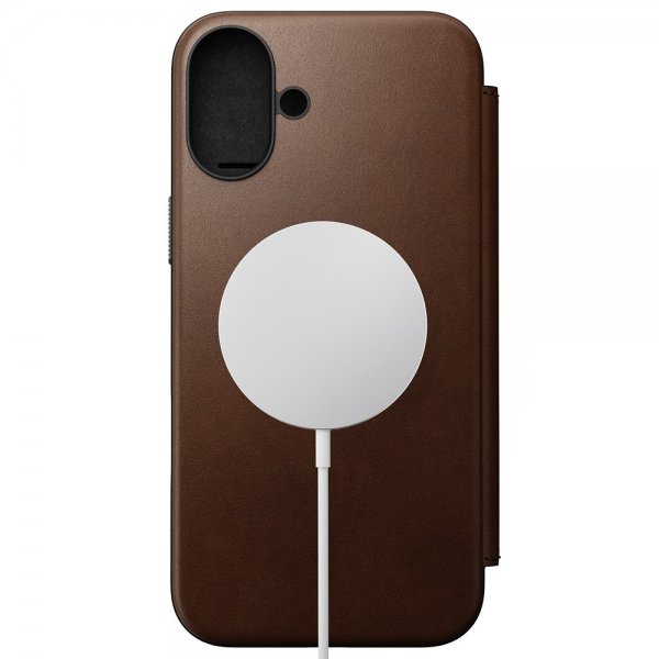 Nomad iPhone 16 Plus Etui Modern Leather Folio Brun