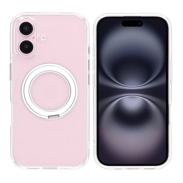 iPhone 16 Plus Deksel Roterbart Stativ Transparent
