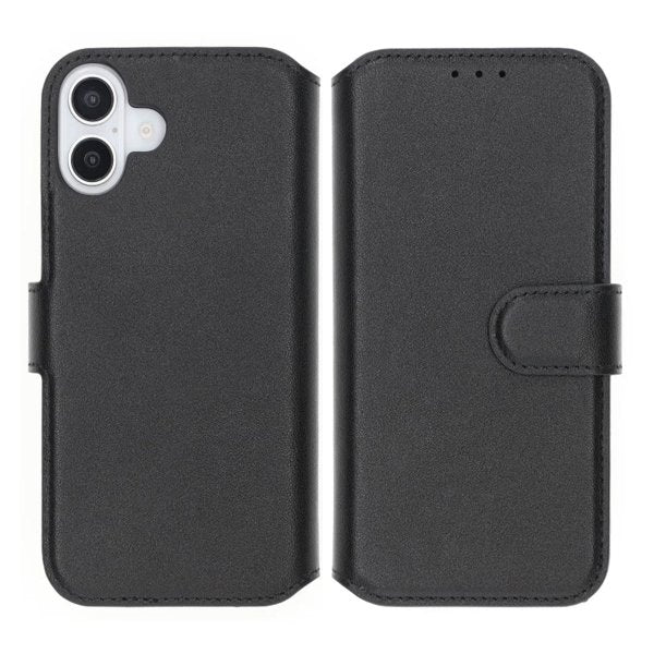 Rvelon iPhone 16 Plus Etui Ekte Skinn Svart