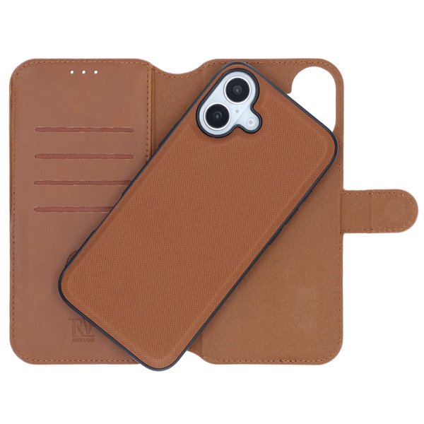 Rvelon iPhone 16 Plus Etui Detachable Wallet Case Brun