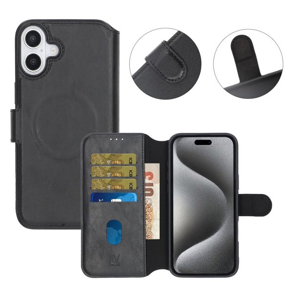 Rvelon iPhone 16 Plus Etui 4 Kortlomme MagSafe Svart