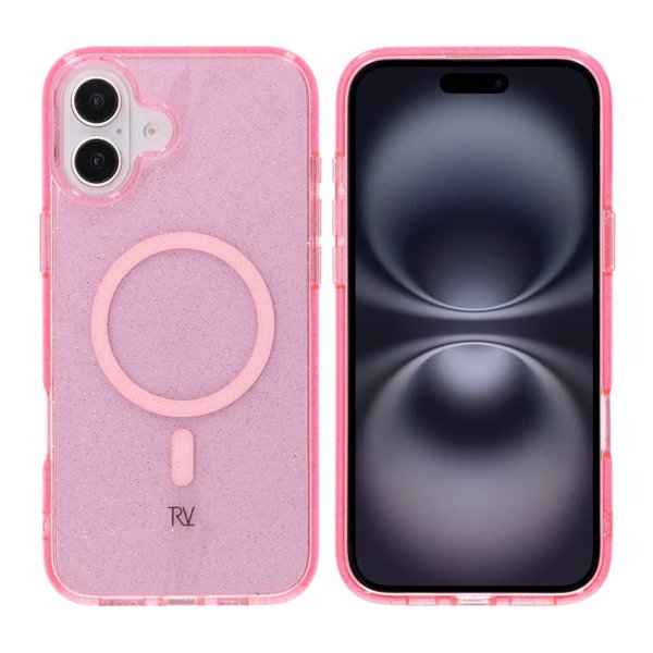 Rvelon iPhone 16 Plus Deksel Glitter MagSafe Rosa