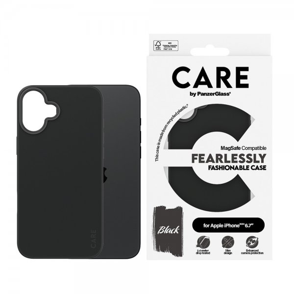 CARE by PanzerGlass iPhone 16 Plus Deksel Fashionable MagSafe Svart