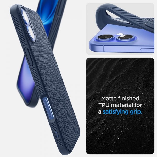 Spigen iPhone 16 Plus Deksel Liquid Air Navy Blue