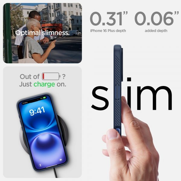 Spigen iPhone 16 Plus Deksel Liquid Air Navy Blue