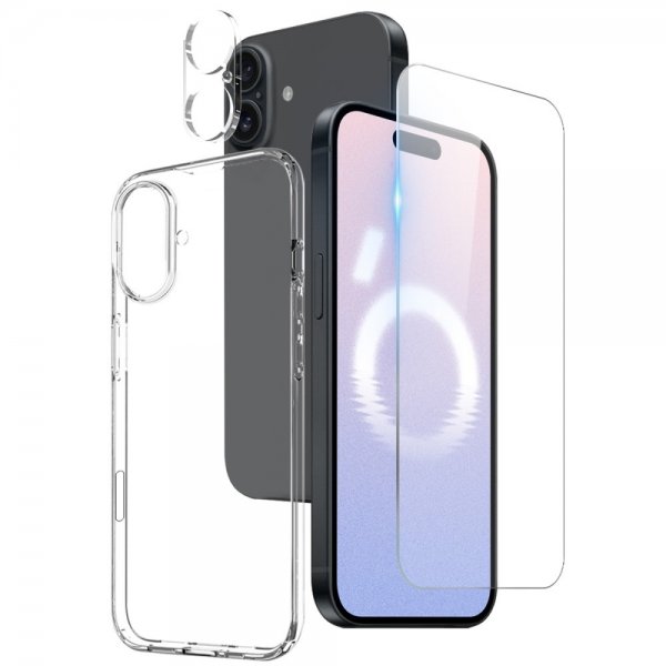 Northjo iPhone 16 Plus Deksel med Skjermbeskytter og Kamerabeskytter 3-i-1