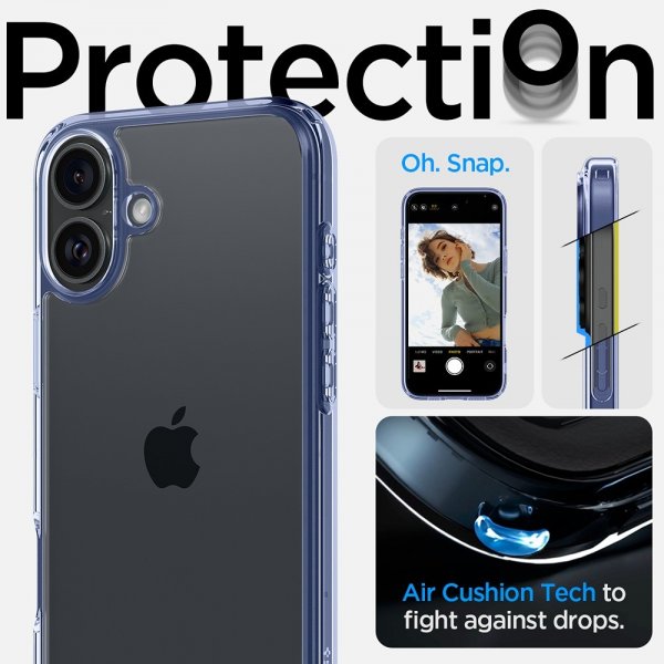 Spigen iPhone 16 Plus Deksel Ultra Hybrid Sky Crystal